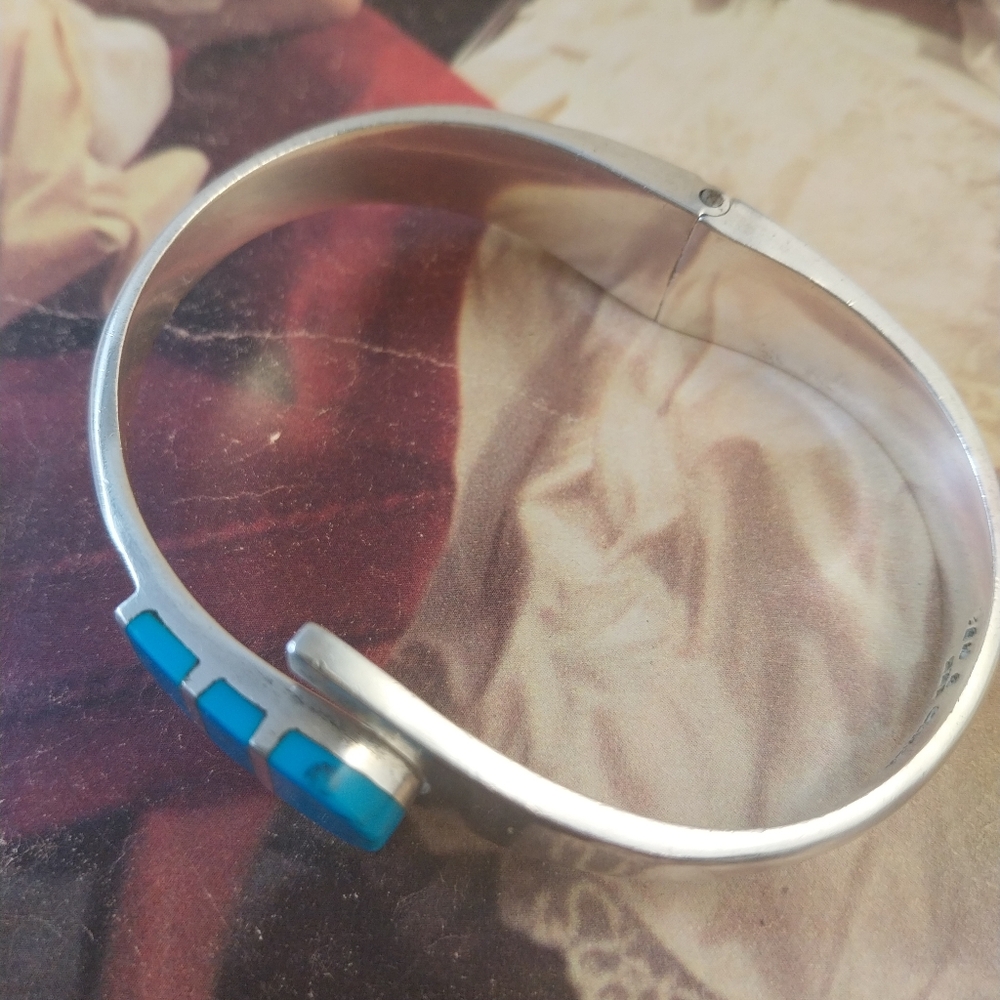 Sterling Silver and Turquoise Bracelet - Picture 6 of 16